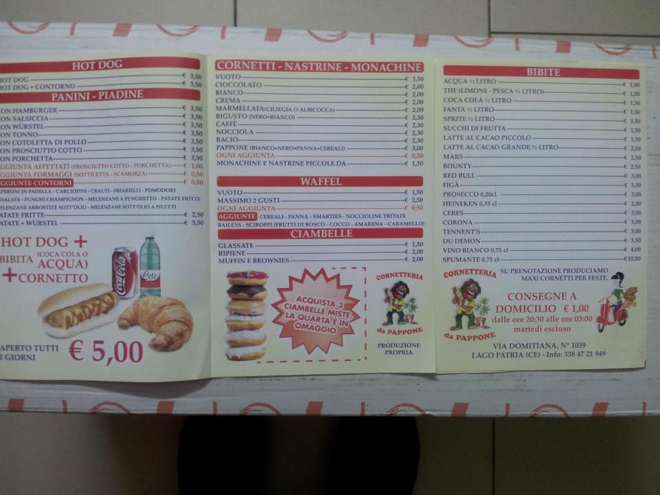 Menu di Da Pappone 