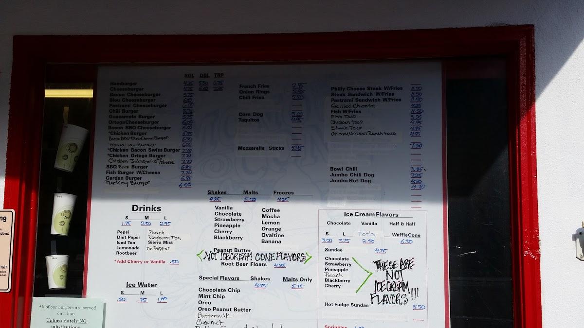 Menu At Mono Cone Fast Food Lee Vining