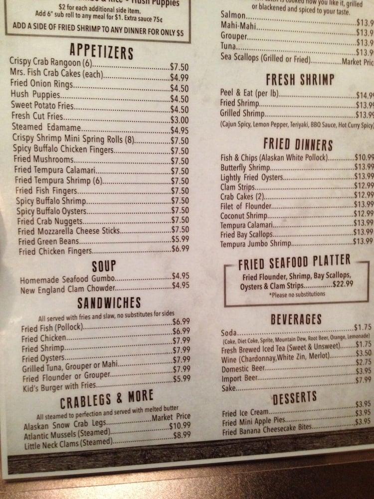 Menu at Mrs Fish Seafood Grill restaurant, Myrtle Beach
