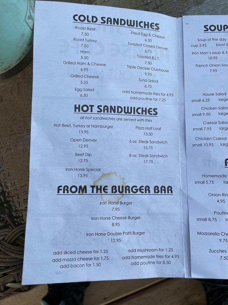 Menu at T&T Iron Horse Cafe, Waskatenau, AB28