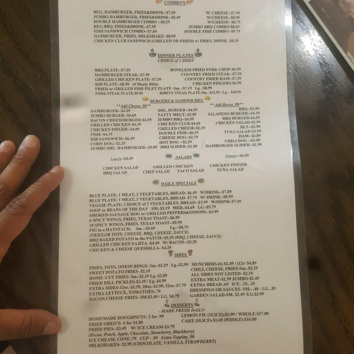 Menu at Buddy's BBQ, Talladega