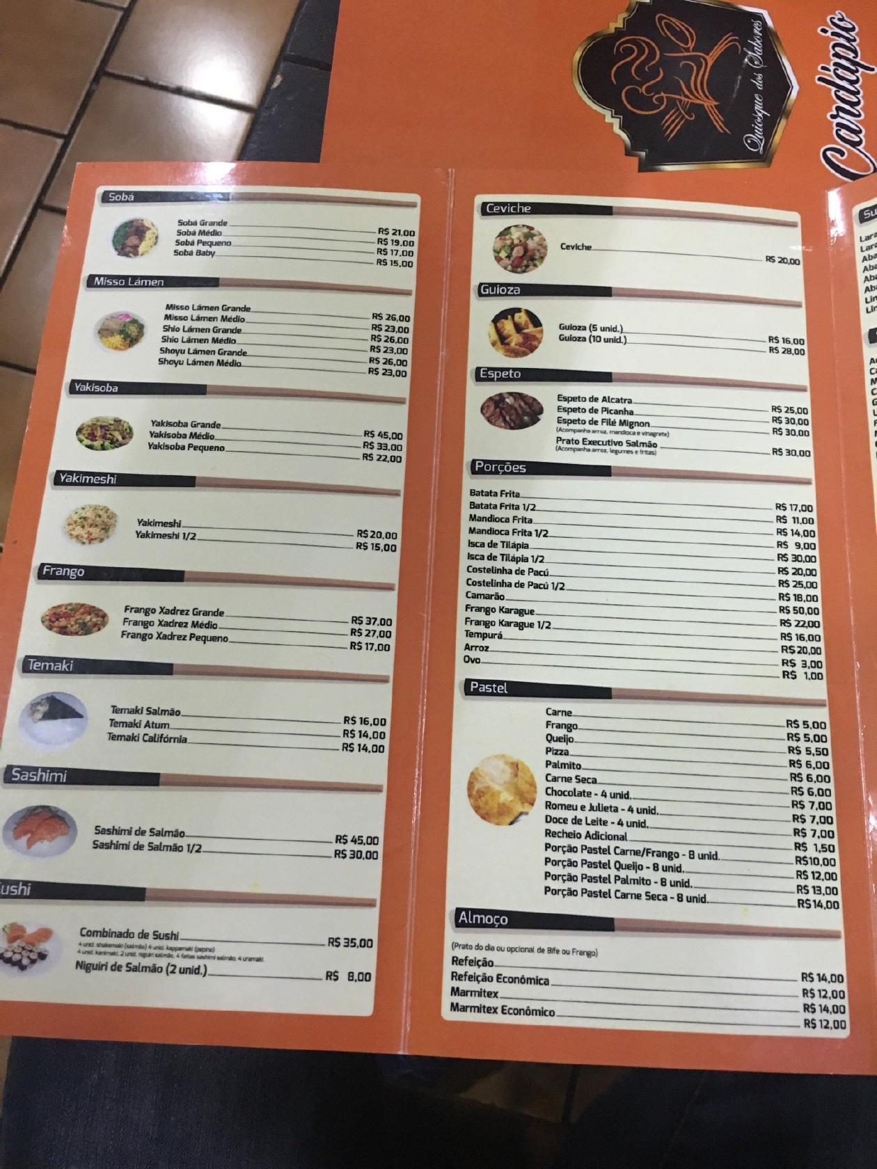 Menu em Quinta dos Sabores restaurante, Campo Grande, R. São Paulo