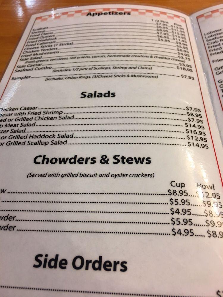 Menu at Cameron's Lobster House restaurant, Brunswick
