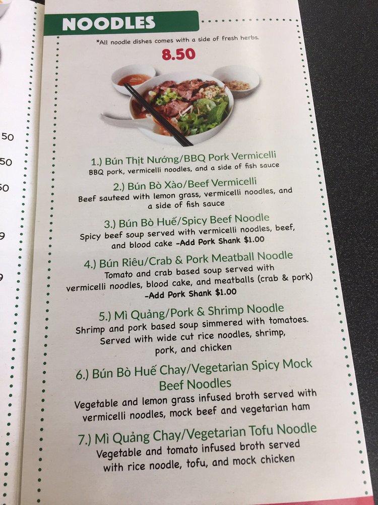 Carta del restaurante Son Tra, Escondido