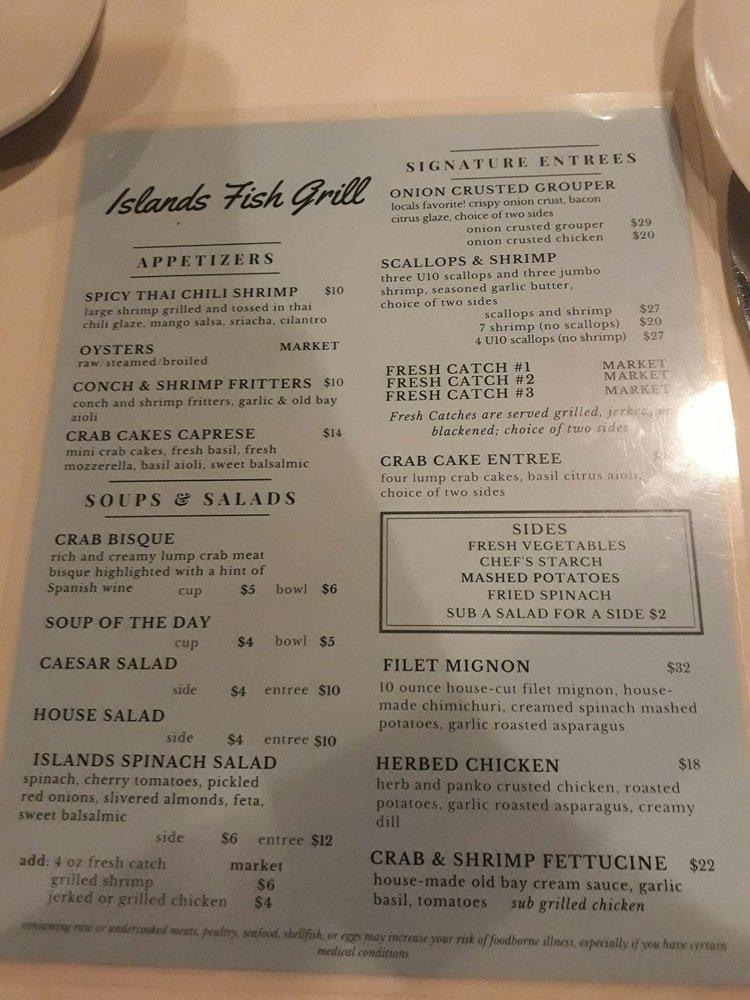 Menu at Islands Fish Grill steakhouse, Indialantic
