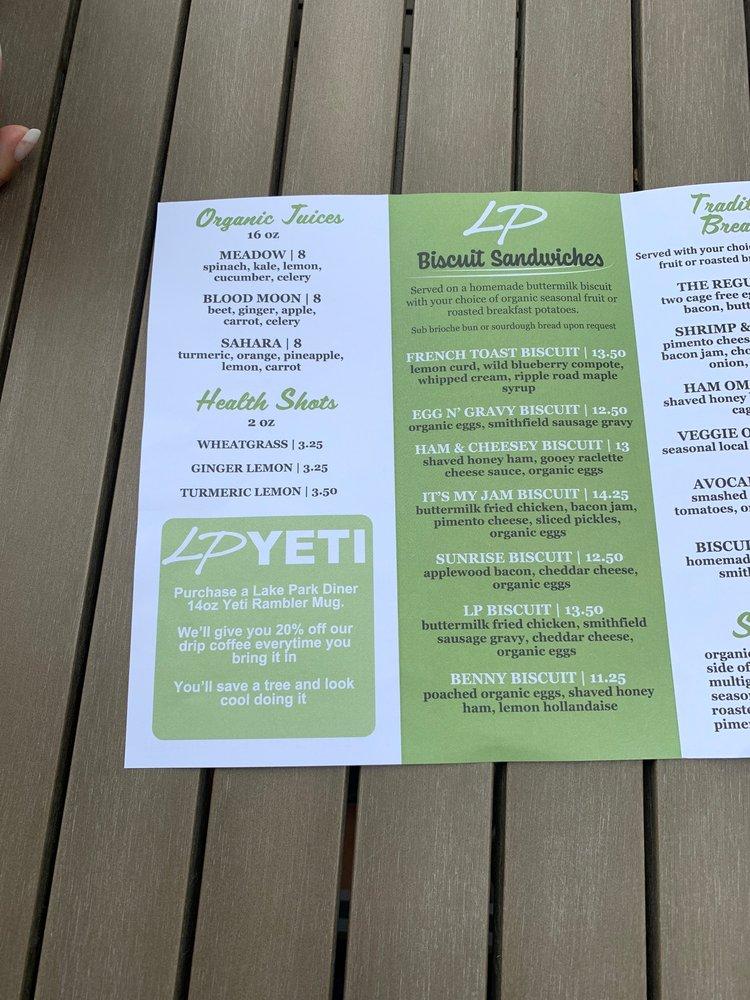 Menu at Lake Park Diner restaurant, Naples
