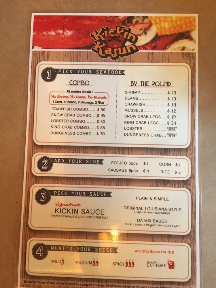 Menu at Kickin Kajun Honolulu restaurant, Honolulu, 655 Ke’eaumoku St Ste 101