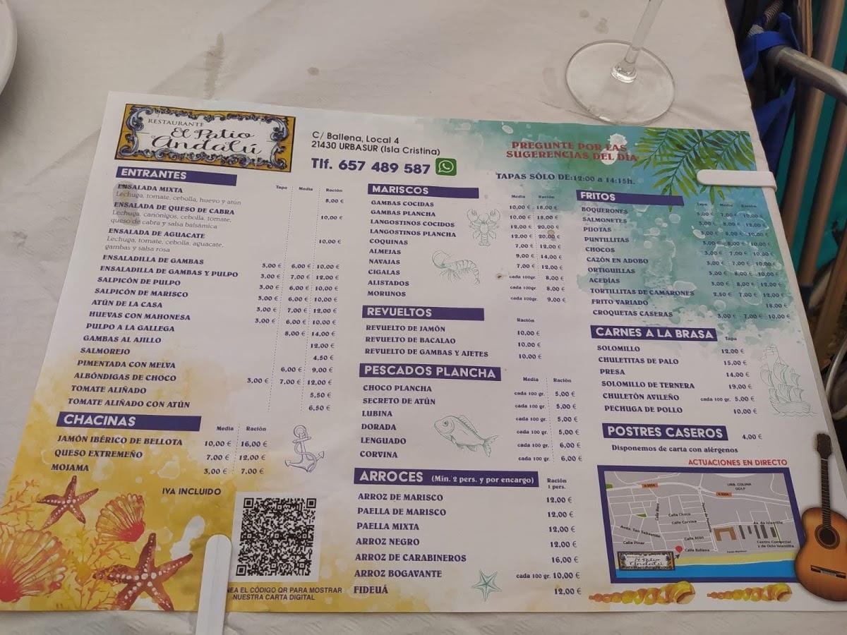Menu at Restaurante El Patio Andalú, Islantilla