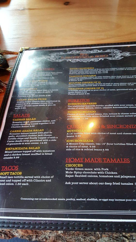 Menu at El Legendario Mexican Restaurant, Seattle