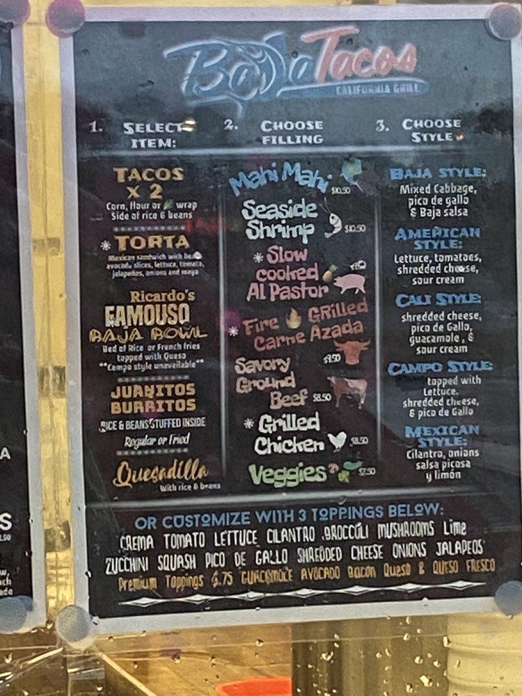 Menu At Baja Tacos Restaurant Savannah