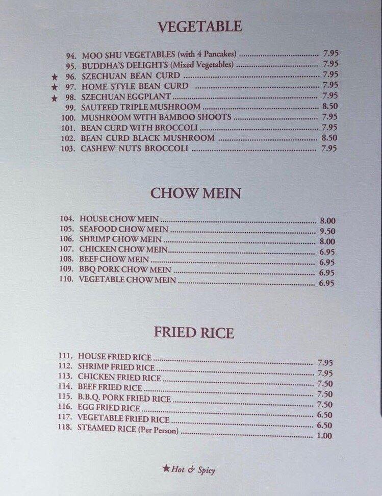Menu at Fred's Szechuan Chinese Restaurant, Nevada City