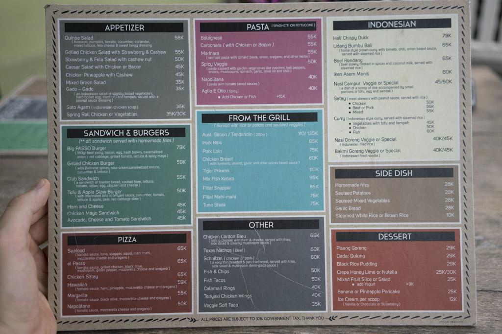 Menu at Passo by Nook restaurant, Mengwi