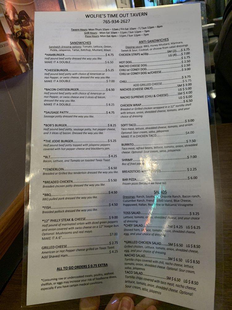 Menu At Wolfies s Time Out Tavern Pub Bar Van Buren Menu at wolfies s time out tavern pub bar van buren