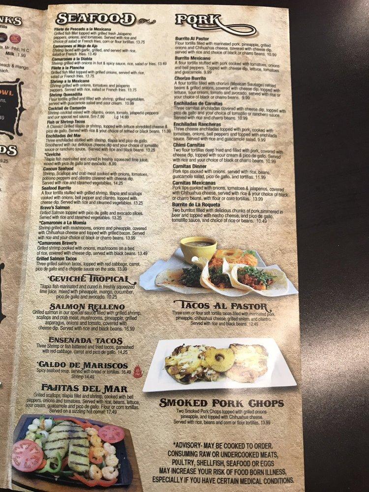 Menu at Bravos Cantina And Grill restaurant, Sugar Hill