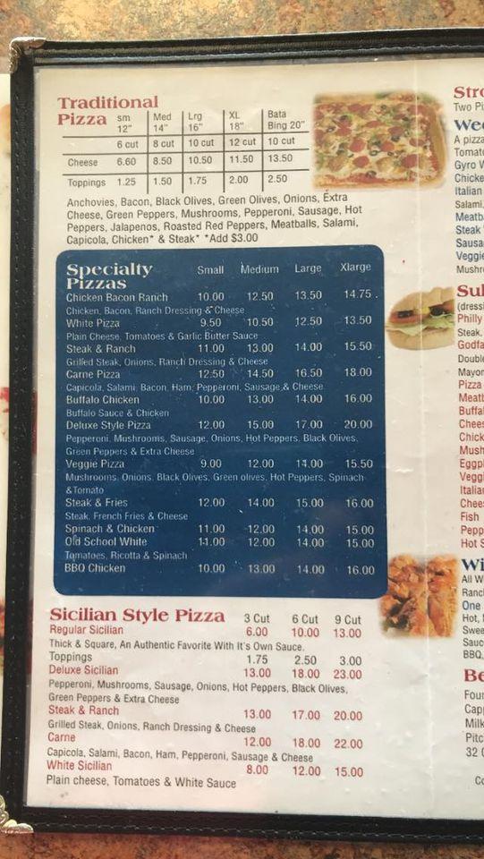 Menu at Candito’s Pizzeria and Ice Cream Parlor, Ellwood City