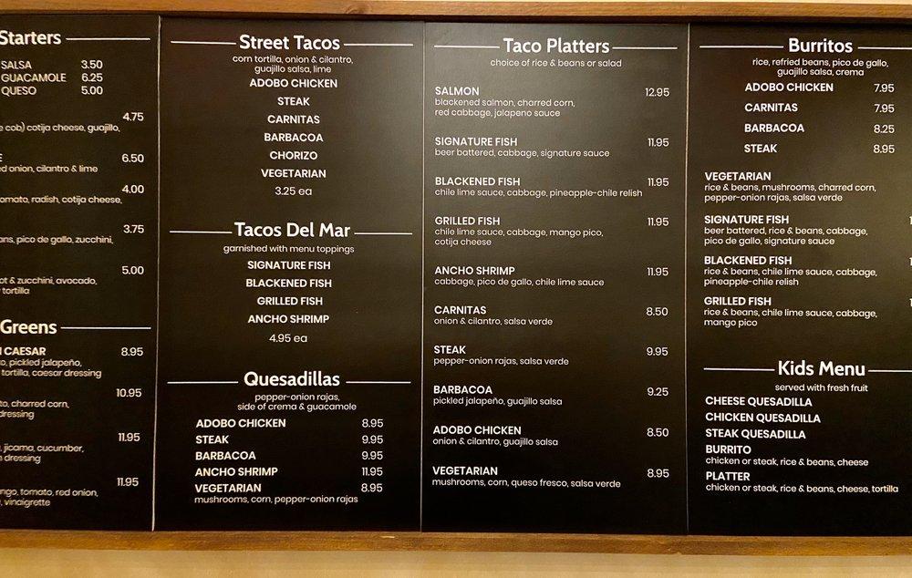 Menu at Fish Taco Tysons restaurant, Tysons