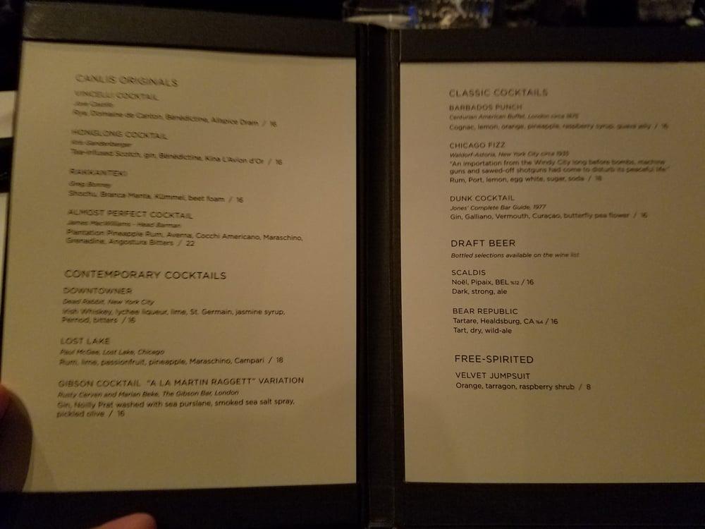 Canlis Menu