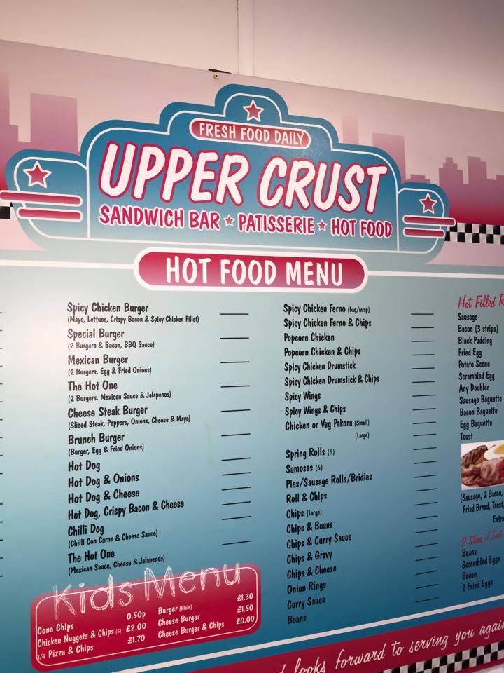 Menu at The Upper Crust Sandwich Shop Motherwell fast food, Motherwell