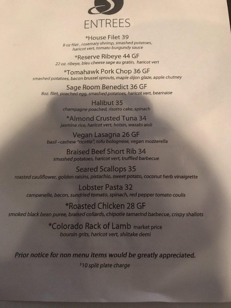 Menu at Sage Room pub & bar, Hilton Head Island