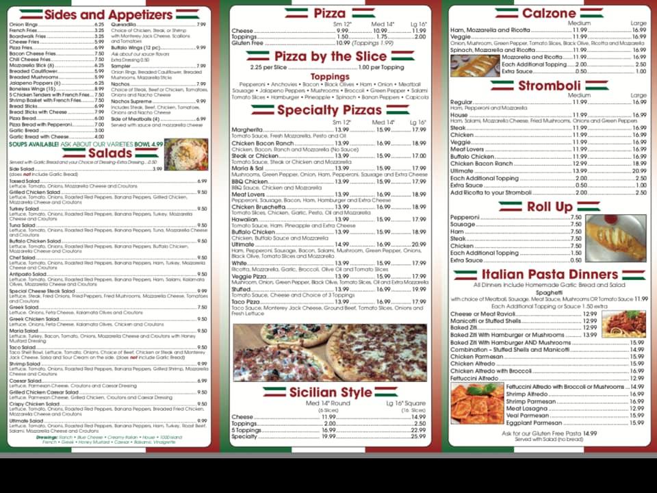 Menu at Maria & Sal's Pizzaria pizzeria, Fayetteville