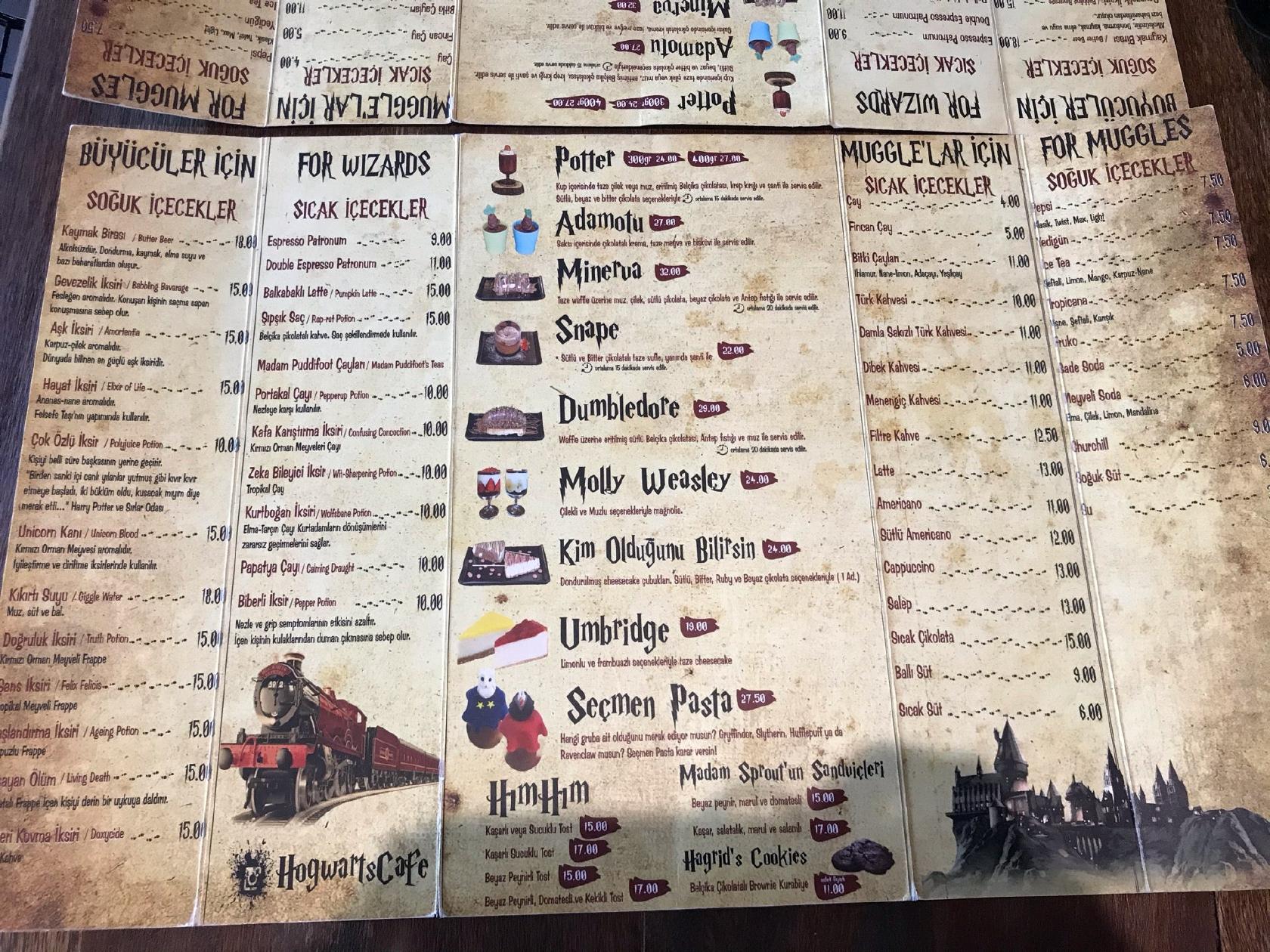 Menu at Hogwarts Express, Ankara