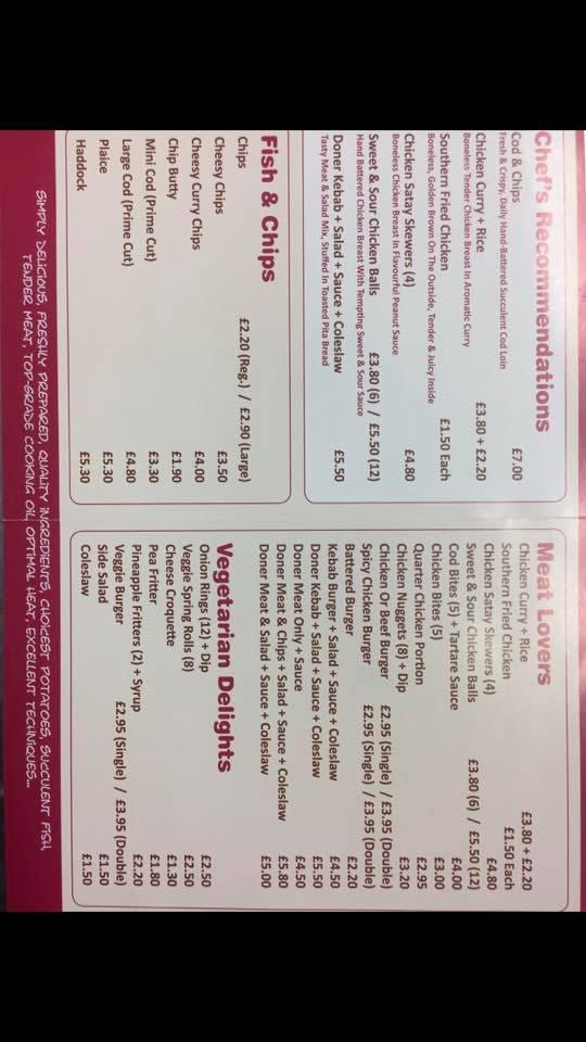 Menu at Jolly Fryer restaurant, Stroud