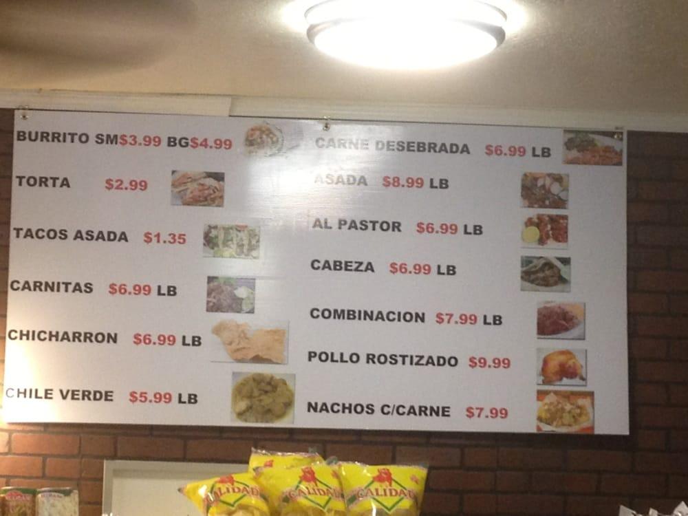 Menu at El Vecino restaurant, Avenal