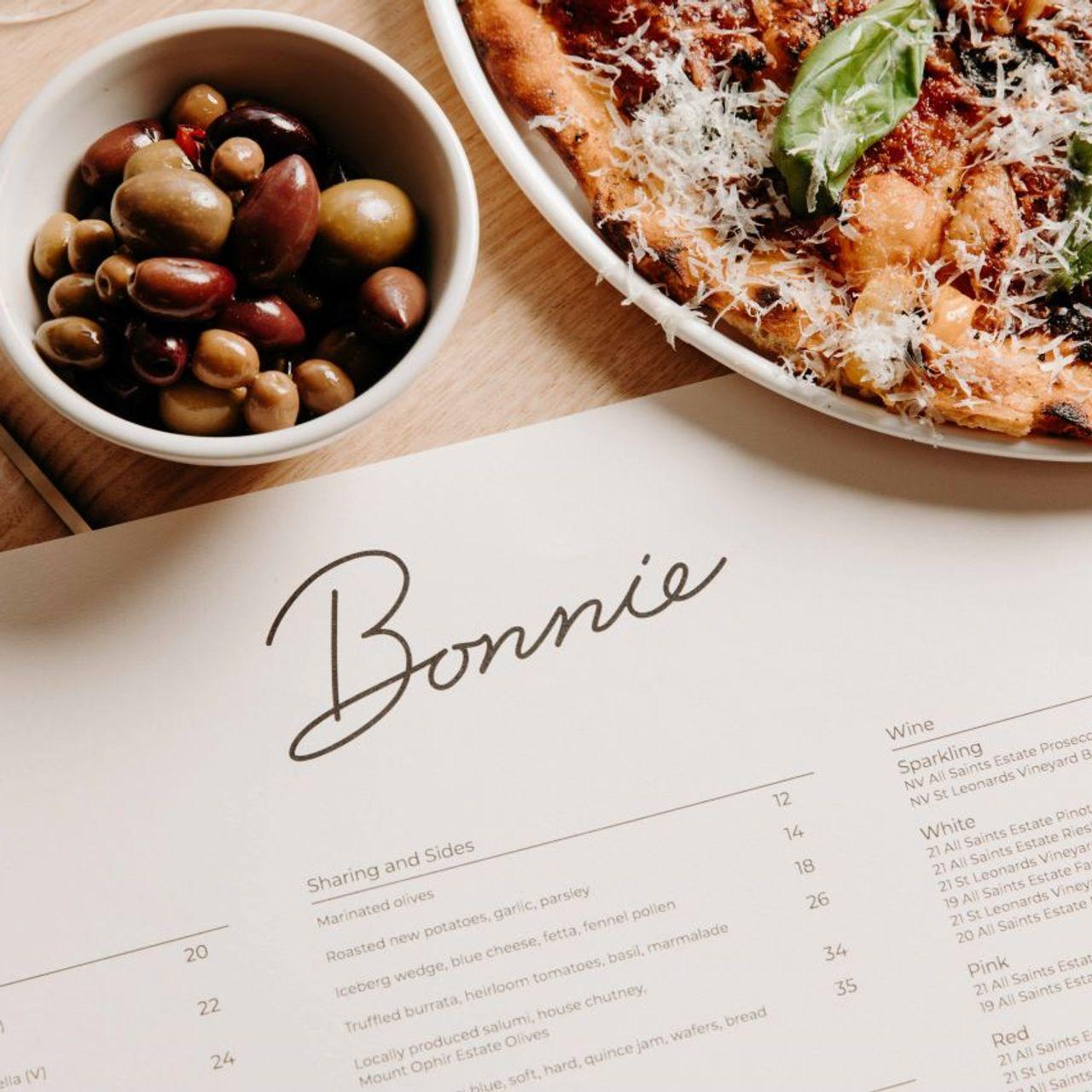Menu at Bonnie restaurant, Wahgunyah