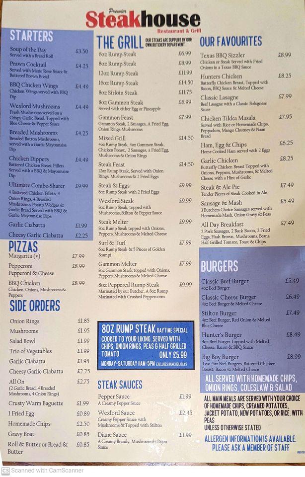 Menu at Stadium Leisure & Premier Steak House pub & bar, Nottingham