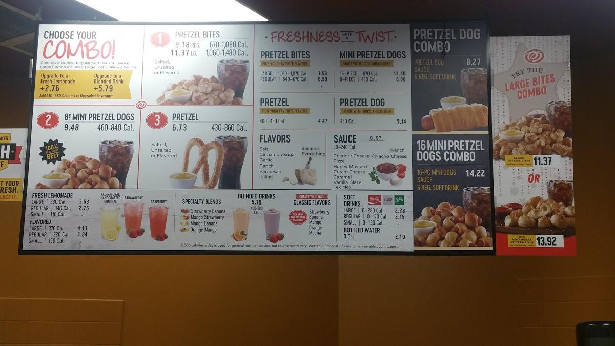Menu at Pretzelmaker, El Paso, 6101 Gateway Blvd W D 7