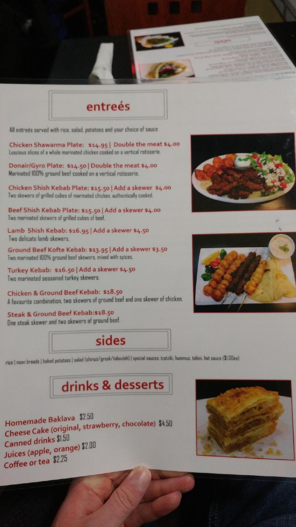 Menu at Shawarma Queen Donair Kebab Buffet restaurant, Brandon, Victoria Ave 4