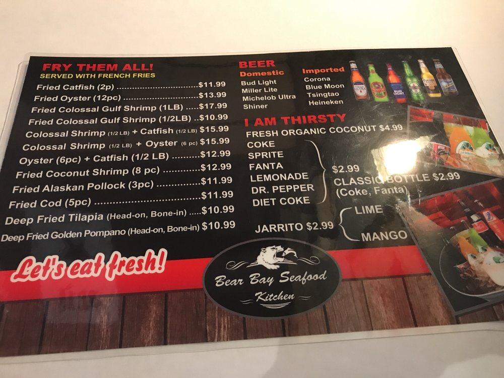 Menu at Bear Bay Seafood restaurant, Plano