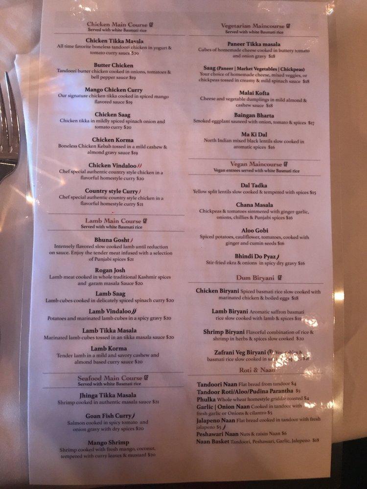 Carta del restaurante TABLA FINE INDIAN CUISINE (NJ) [BYOB] {DINE IN