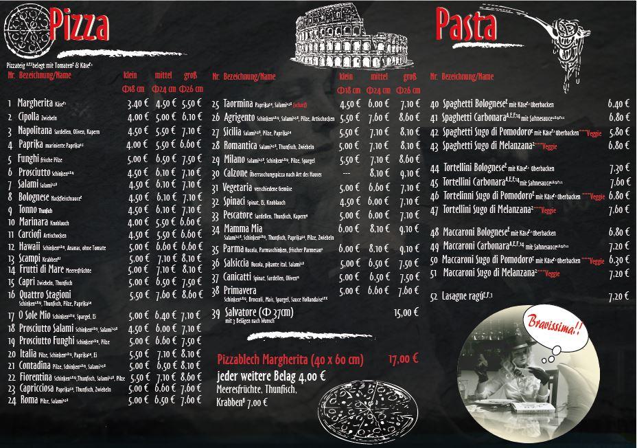 Speisekarte von Pizzeria Mamma Mia, Dorsten