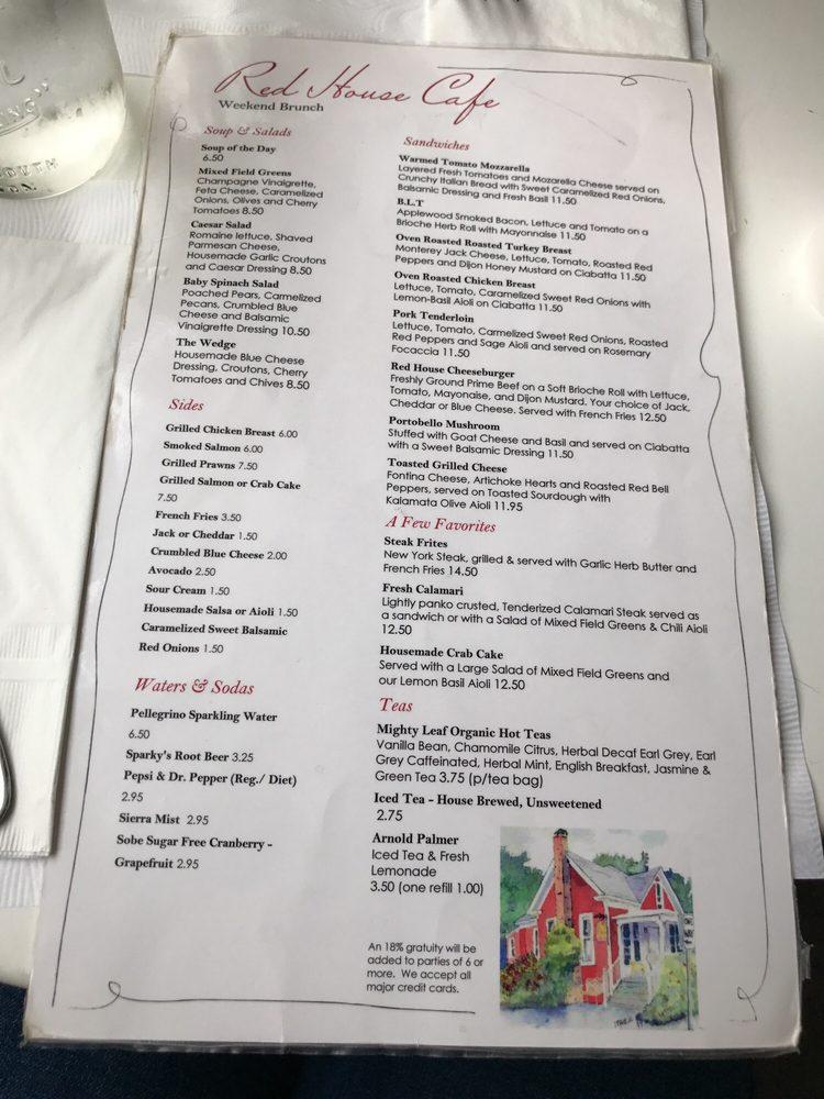 Menu at Red House Cafe, Pacific Grove