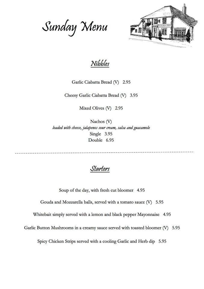 travellers rest stanley lunchtime menu prices