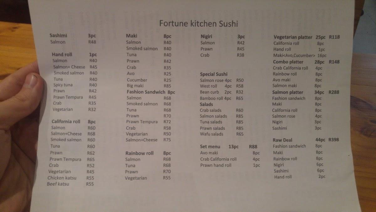 fortune kitchen and bar menu