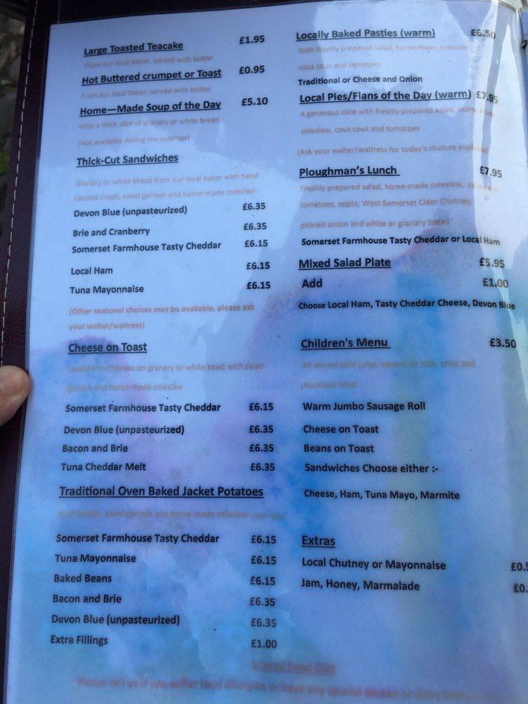 Menu at Locks Victorian Tea Rooms cafe, Dunster