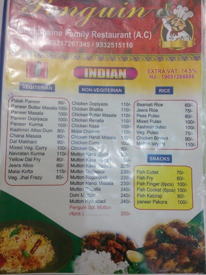 Penguin Restaurant Basirhat menu