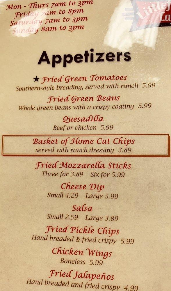 Menu at Littlefields Cafe, North Little Rock