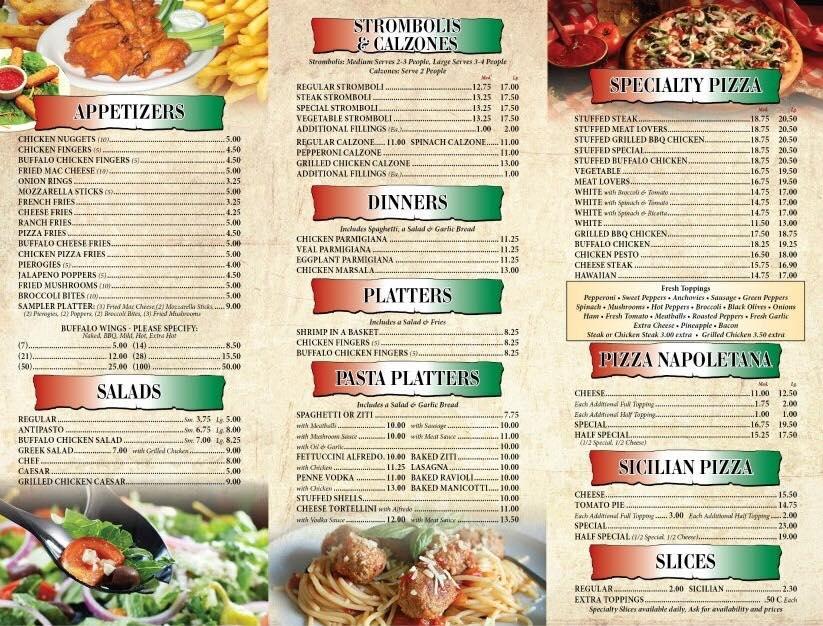 Menu at Pellerito's Pizza pizzeria, Harleysville