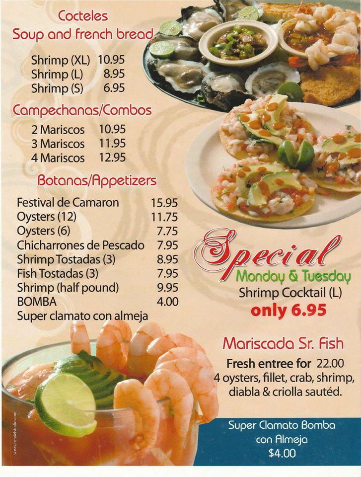 Menu at Señor Fish restaurant, El Paso, Viscount Blvd 1A