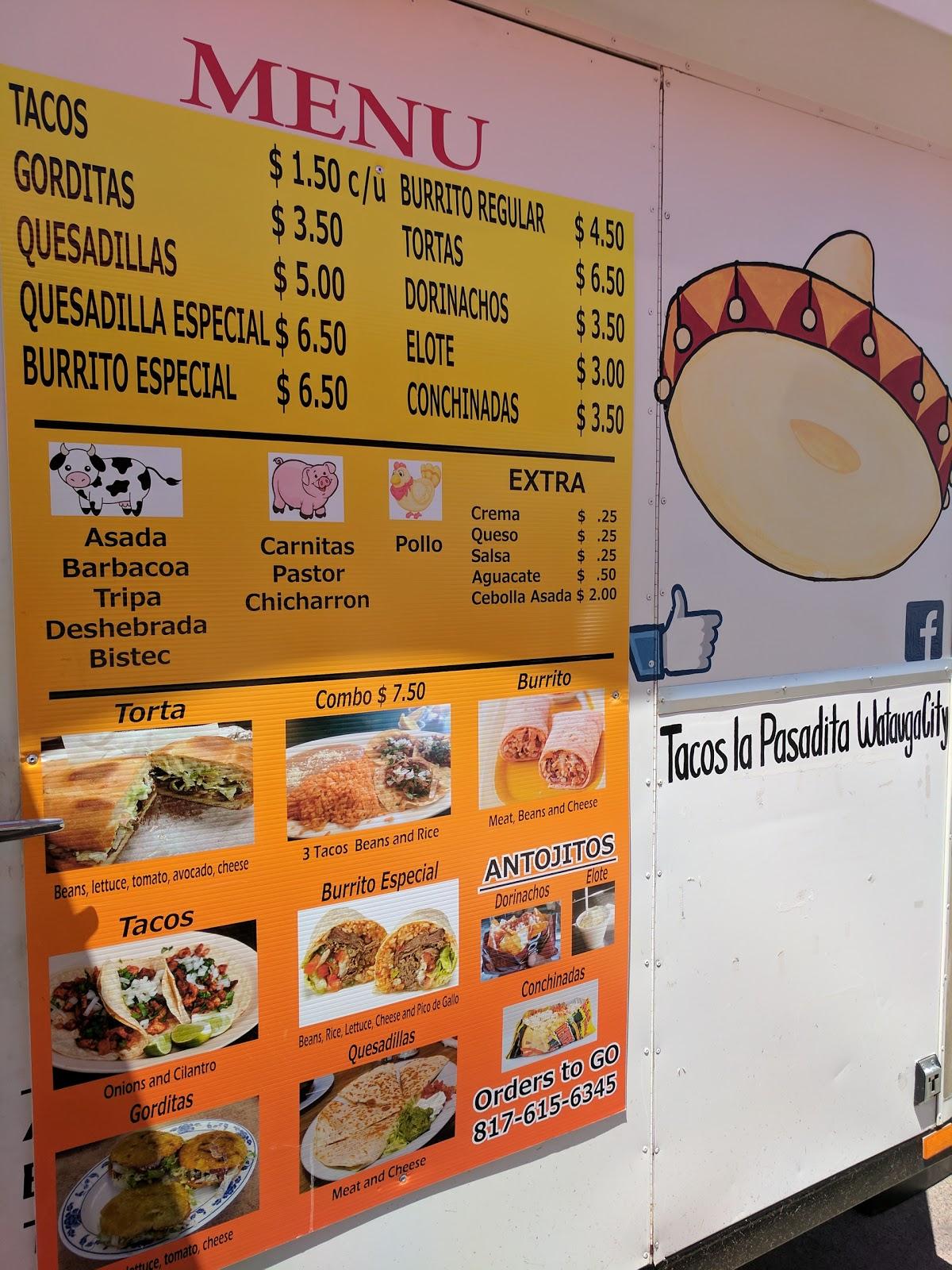 Carta del restaurante Tacos la Pasadita, Watauga