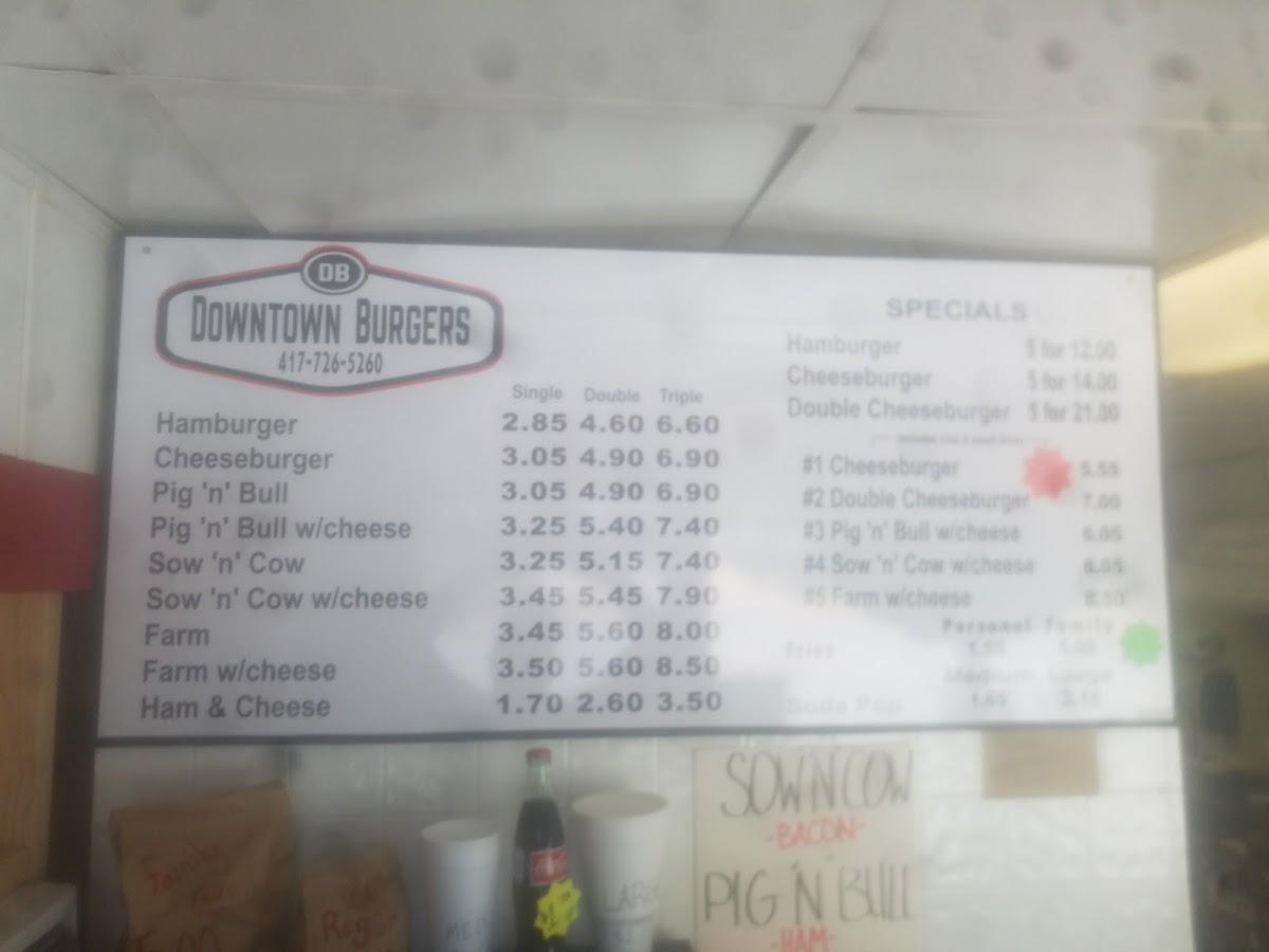 Menu At Downtown Burgers Restaurant Joplin 3895