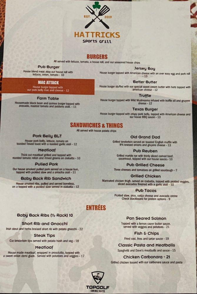 Carta de Hat Tricks Café, Flemington