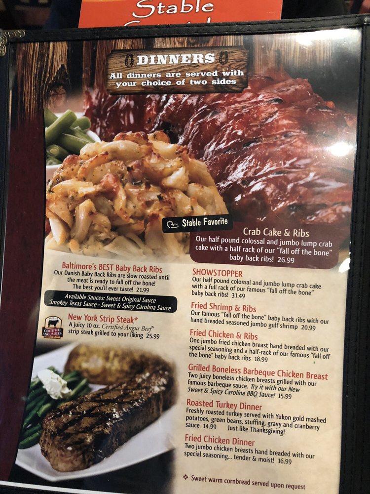 Menu at The Corner Stable BBQ, Columbia