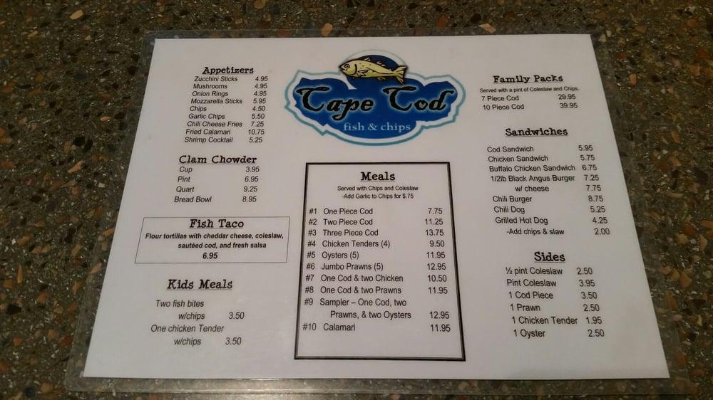 Menu at Cape Cod Fish N' Chips restaurant, Cotati