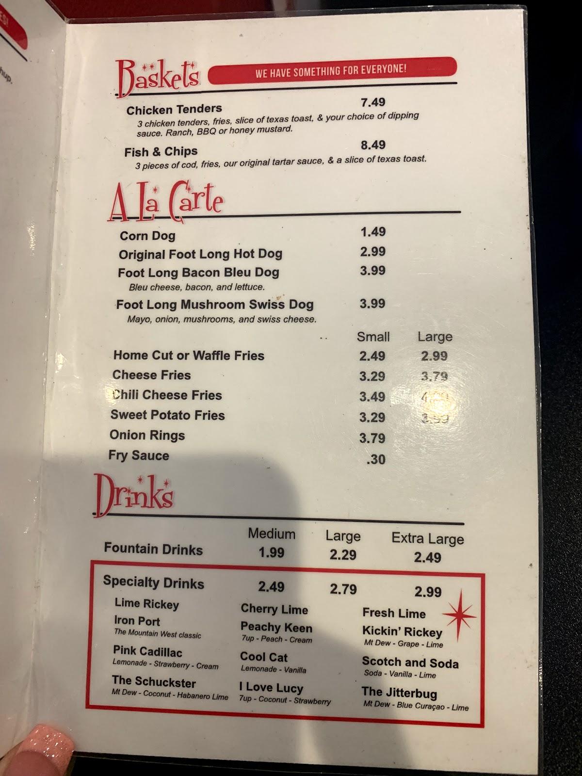 Menu at Peach City fast food, Brigham City