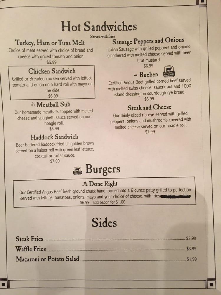 Menu at Samson's Bar & Restaurant, Schodack Center