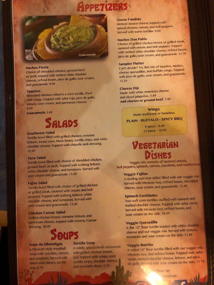 Menu at Fiesta Mexican Restaurant, Somerset, 117 County St